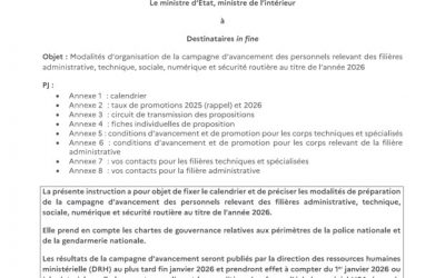 CAMPAGNE D’AVANCEMENT AU TITRE 2026